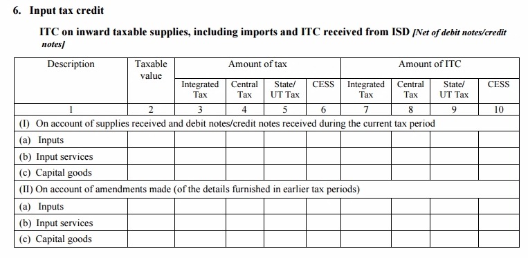 GSTR-3 Table 6