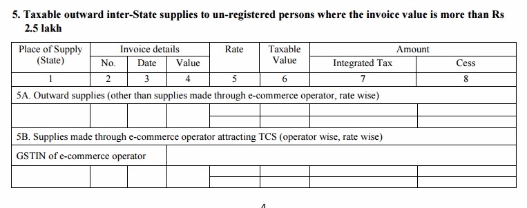 GSTR-1 Table 5