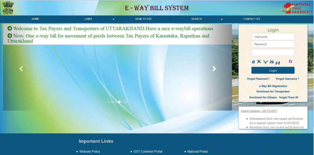 Login e-way bill