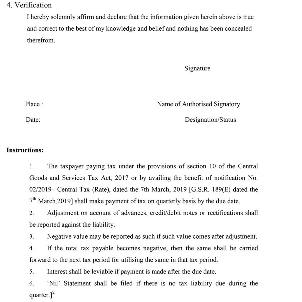 Form GST CMP-08 Table 4